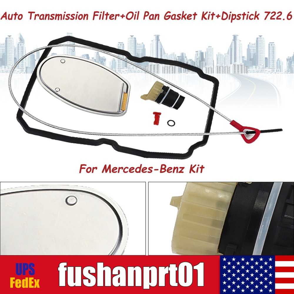 For Mercedes-Benz Kit Auto Transmission Filter+Oil Pan Gasket Kit+Dipstick 722.6