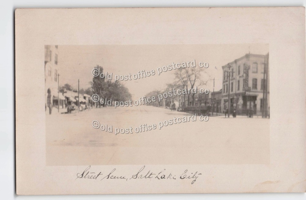 Salt Lake City, Utah-Street Scene-Stores-c1908-RPPC Real Photo Postcard