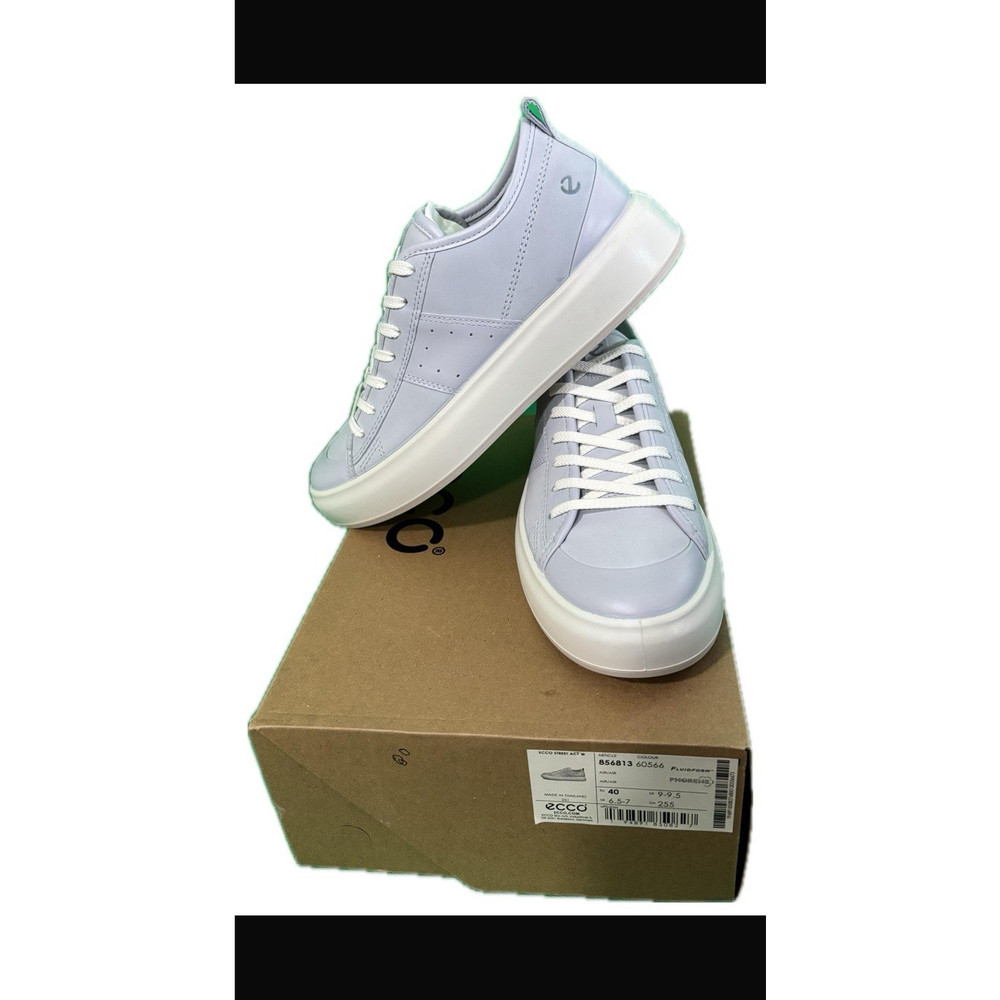 ECCO Street Ace Men's Light Blue White Leather Lace Up Sneakers Logo EU 40