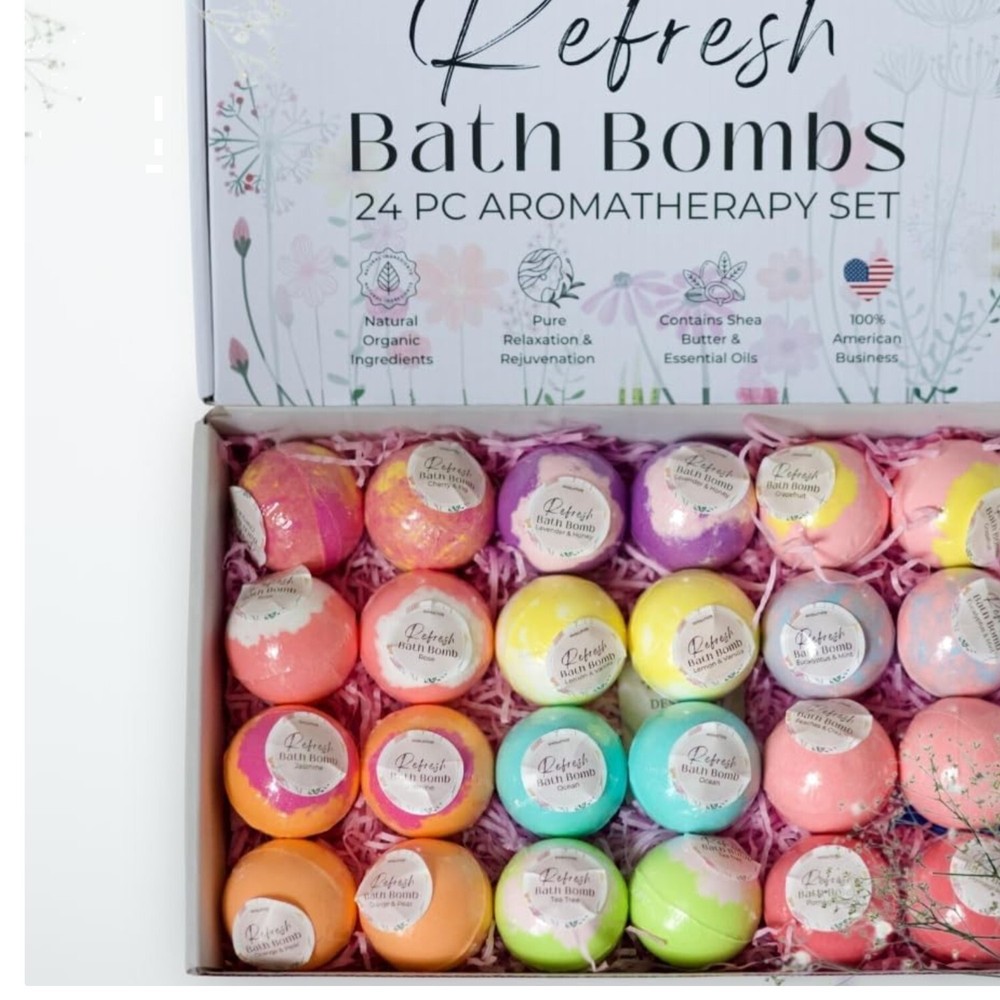 24 Mini Bath Bombs Gift Set for Relaxation & Self-Care Aromatherapy