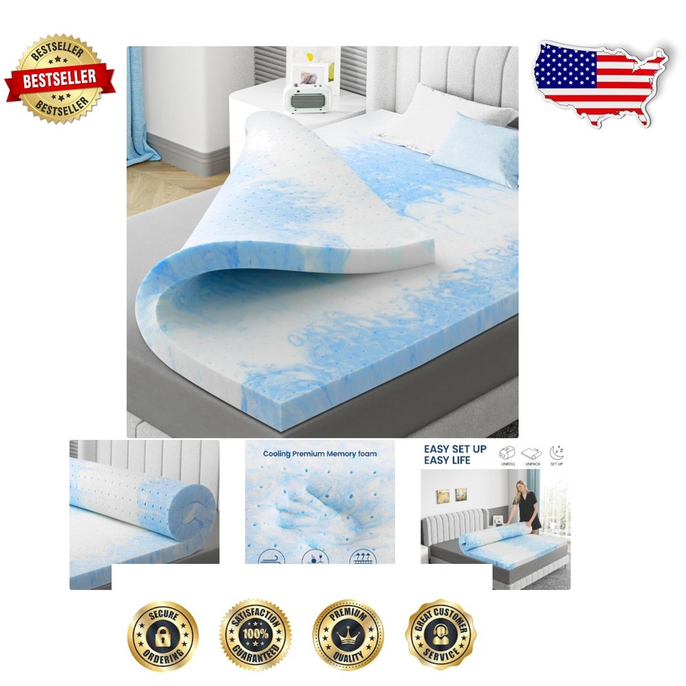 CertiPUR Full Memory Foam Mattress Topper 3-Inch - Breathable & Portable Comfort