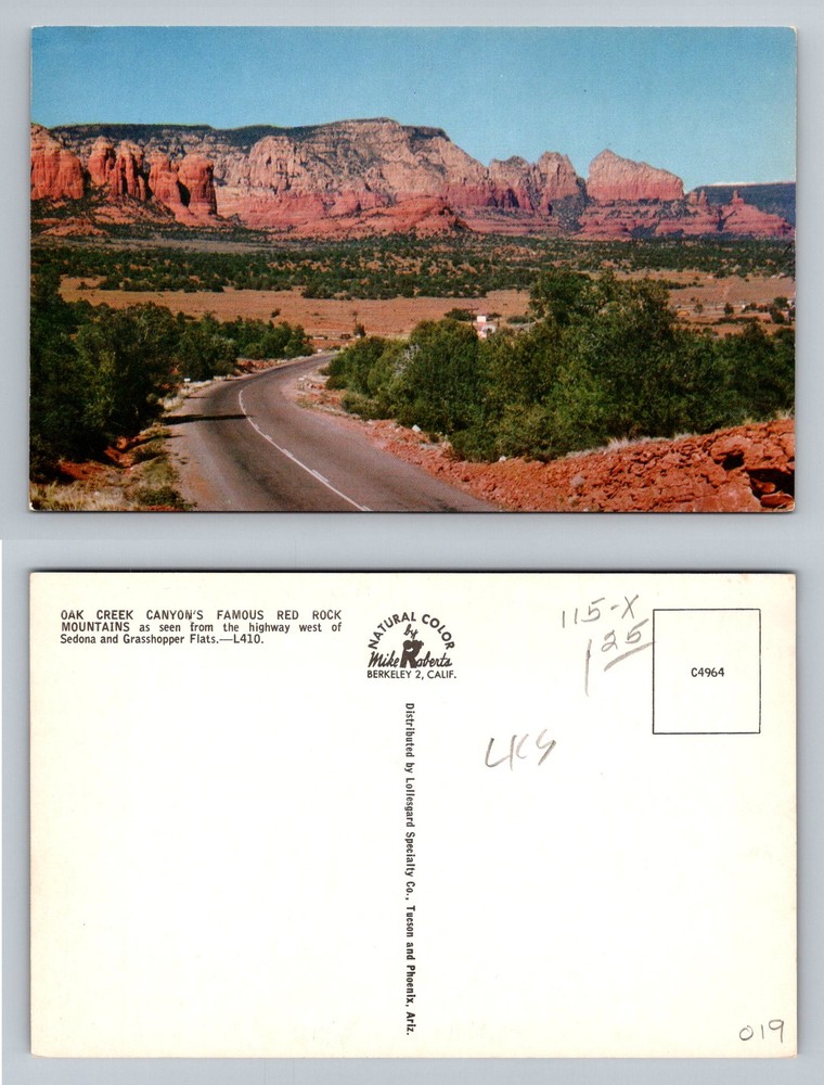 Sedona, AZ-Arizona, Oak Creek Canyon Red Rock Mountains Highway Vintage Postcard