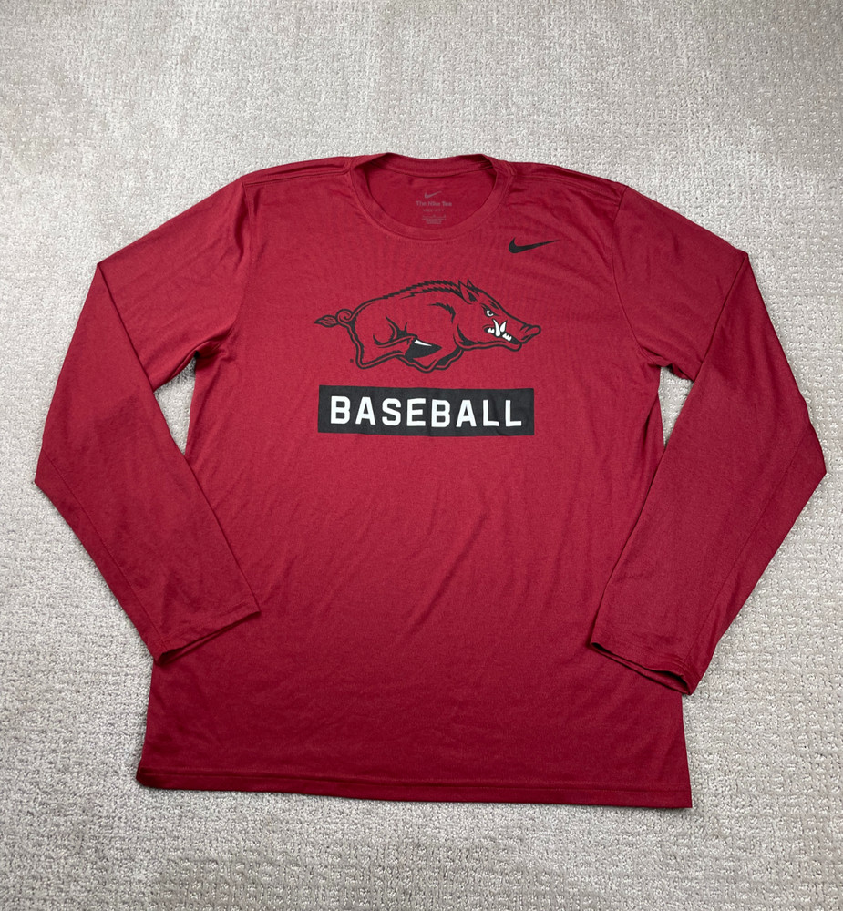 Arkansas Razorbacks Nike T Shirt Mens L Dri-Fit Legend Long Sleeve Baseball Gym