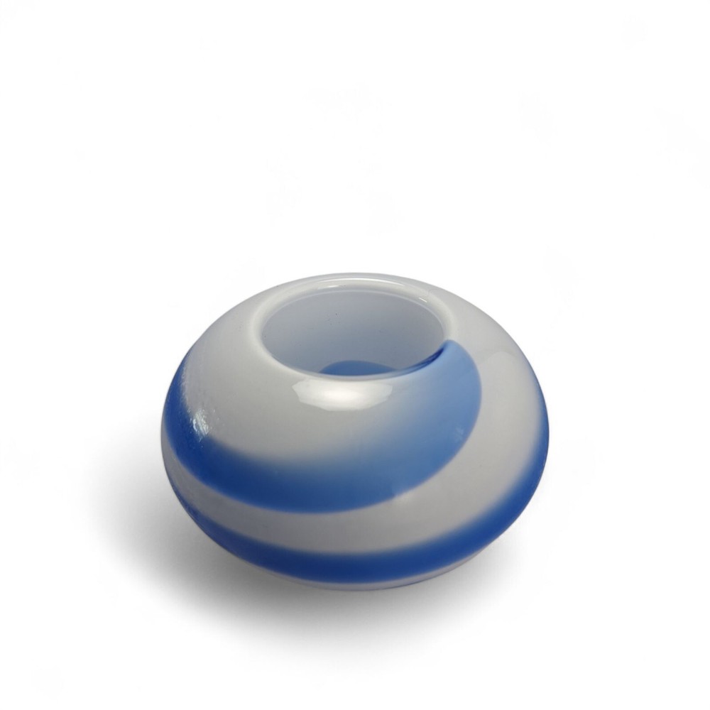Partylite Blown Glass Blue & White Swirl Round Tea Light Votive Holder