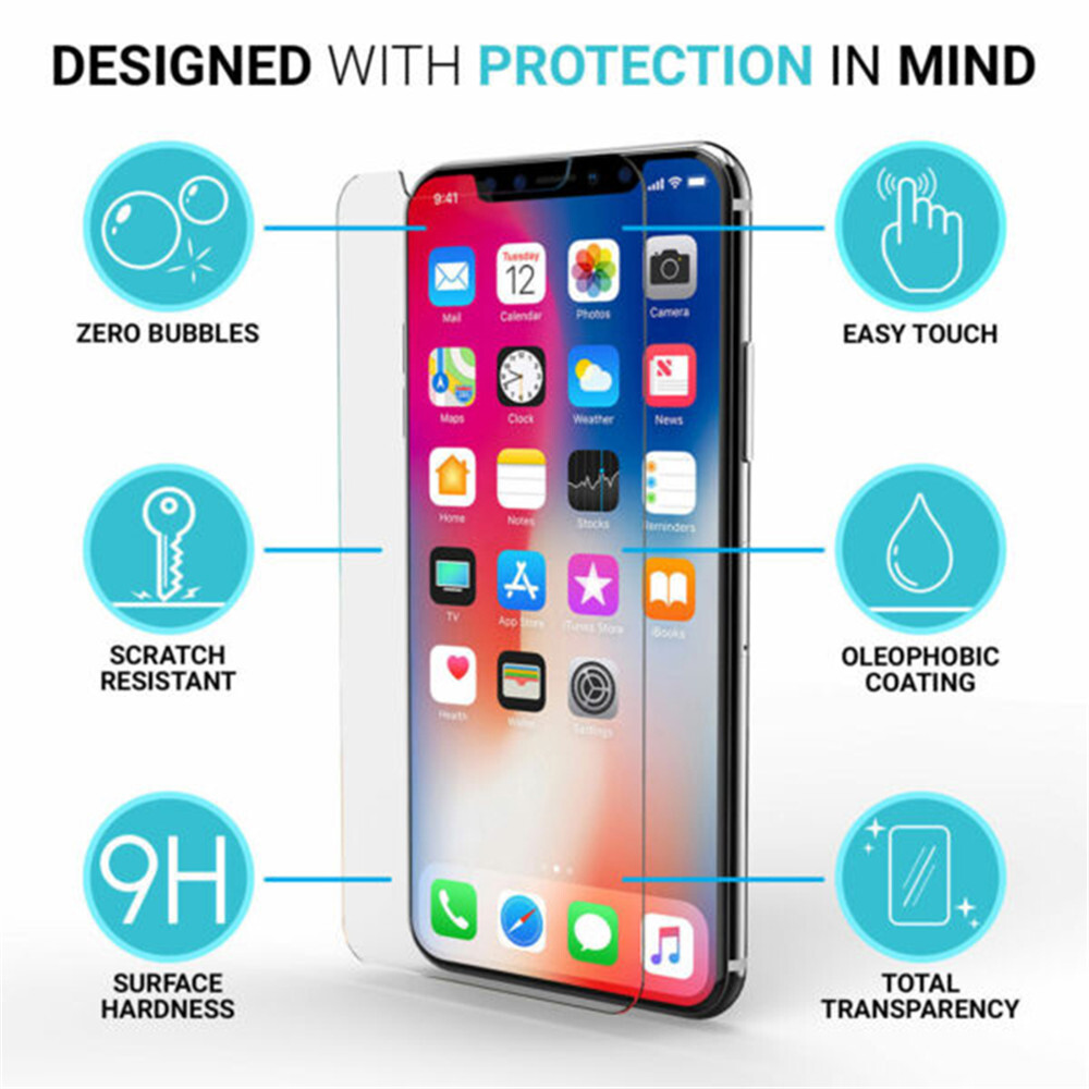 3X Screen Protector For iPhone 14 Xs SE 13 12 11 Tempered Glass Protective Glass
