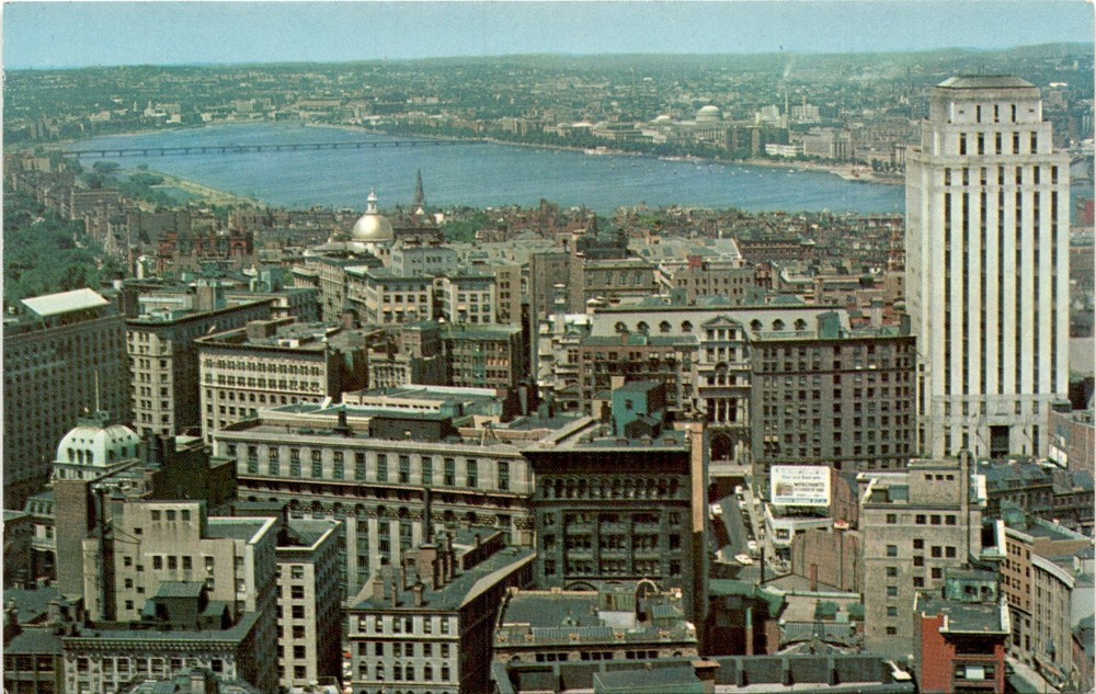 Boston, Massachusetts, State House Dome, Court House, Charles River, Postcard