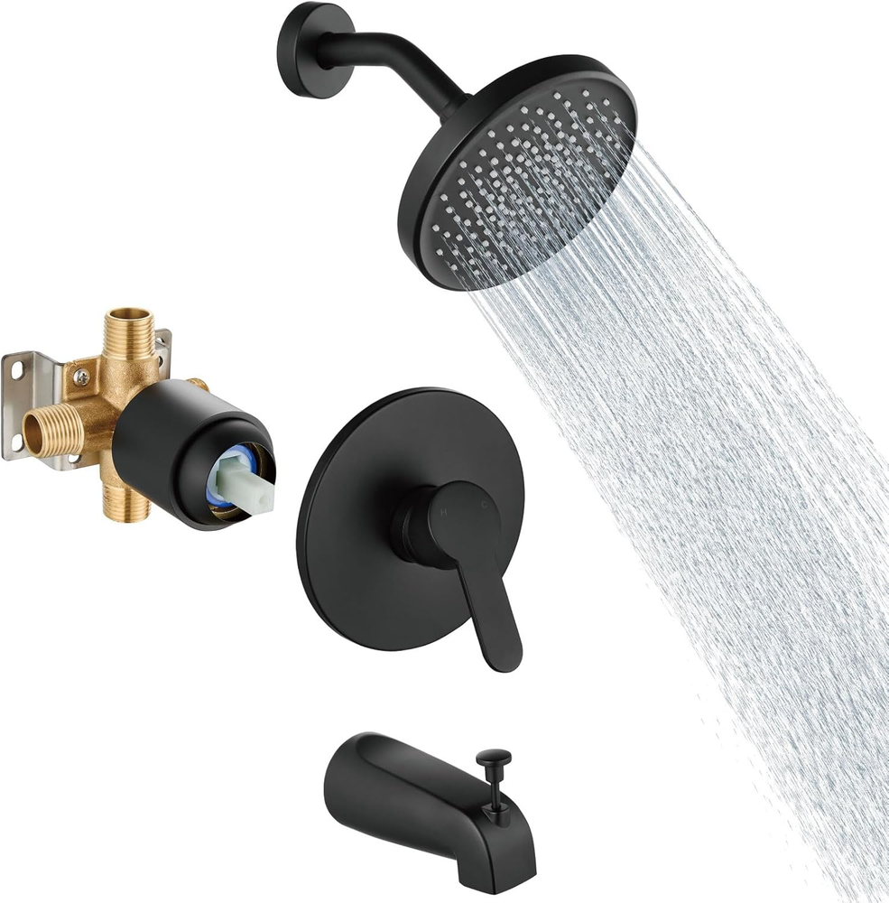 Tub Shower Faucet Set with Valve Wall Mount Shower Trim Kit 6 Inch Bathtub Fixtu