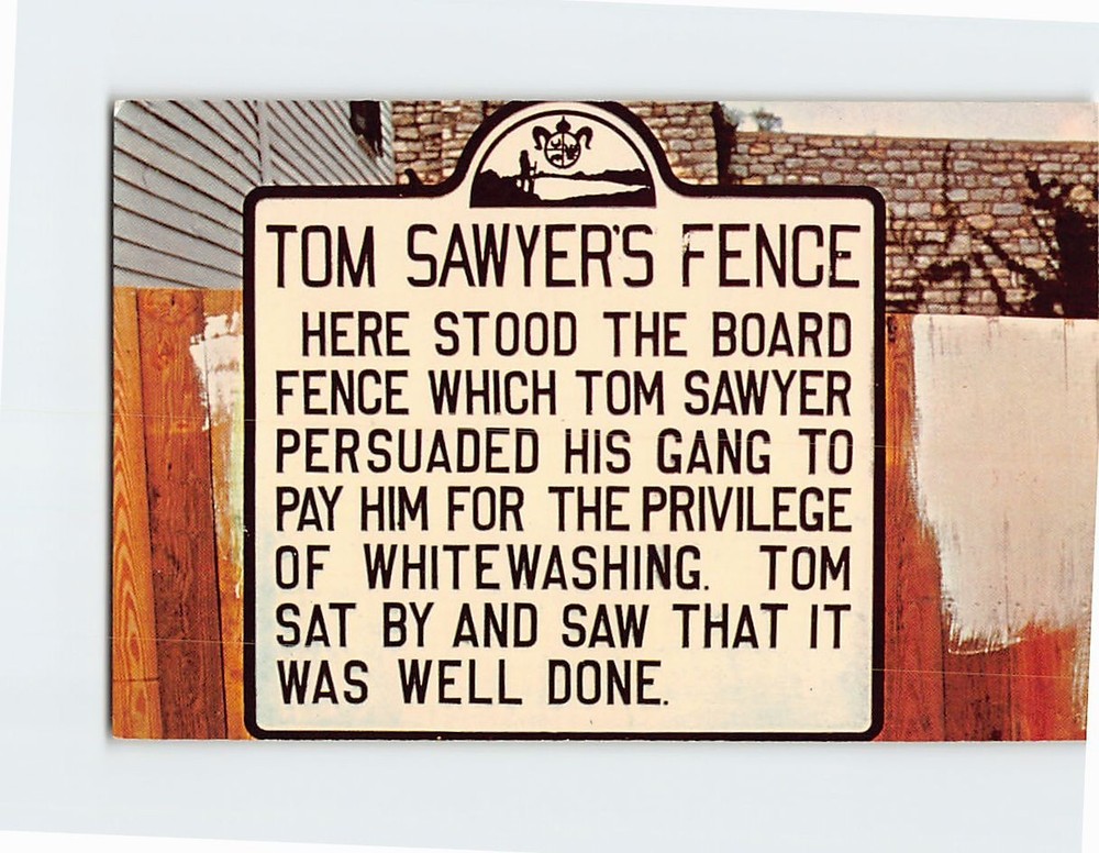 Postcard Tom Sawyer's Fence Mark Twain's Boyhood Home Hannibal Missouri USA