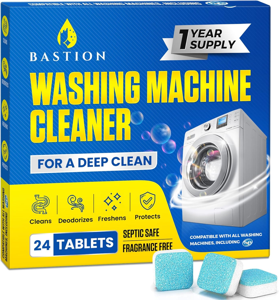 Powerful HE Washing Machine Cleaner Tablets 24 Pack Deep Cleaning Descaler