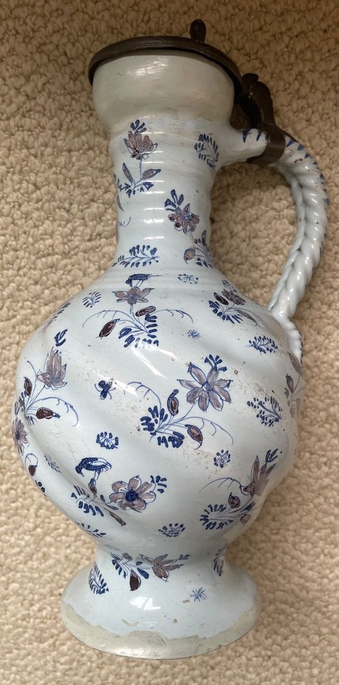 German Faience Jug (Enghalskrug) 18th Century 10.25 Inches high