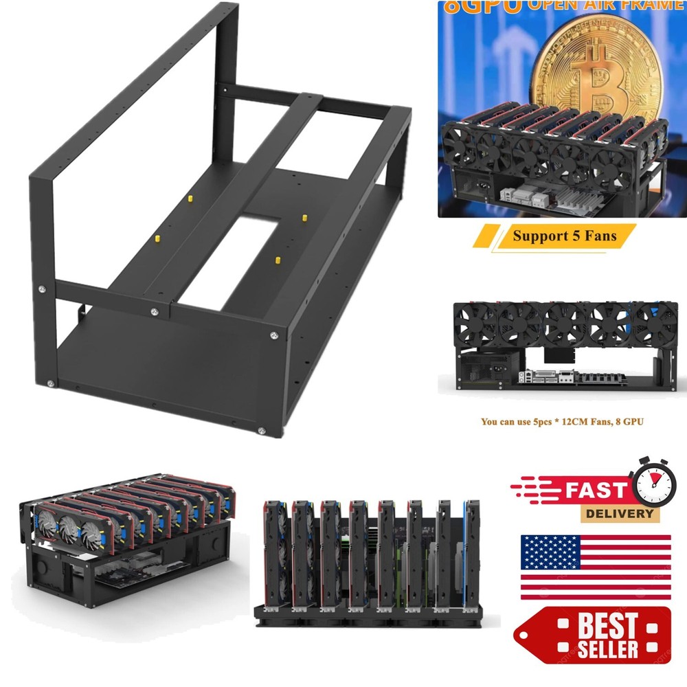 Open Air Mining Frame for Crypto - Accommodates 8 GPUs, Air Cooling Design-image