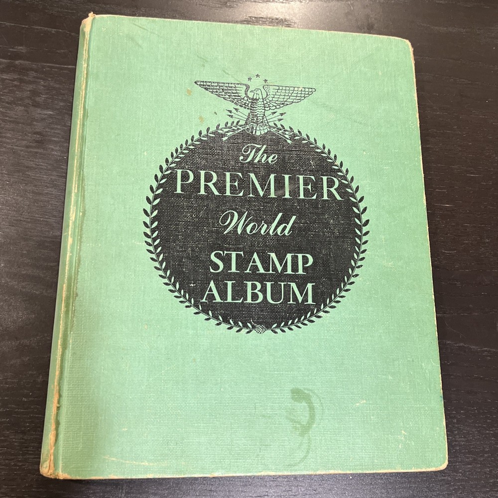 THE PREMIER WORLD STAMP ALBUM  1957 Grossman Stamp Co with 925 Stamps