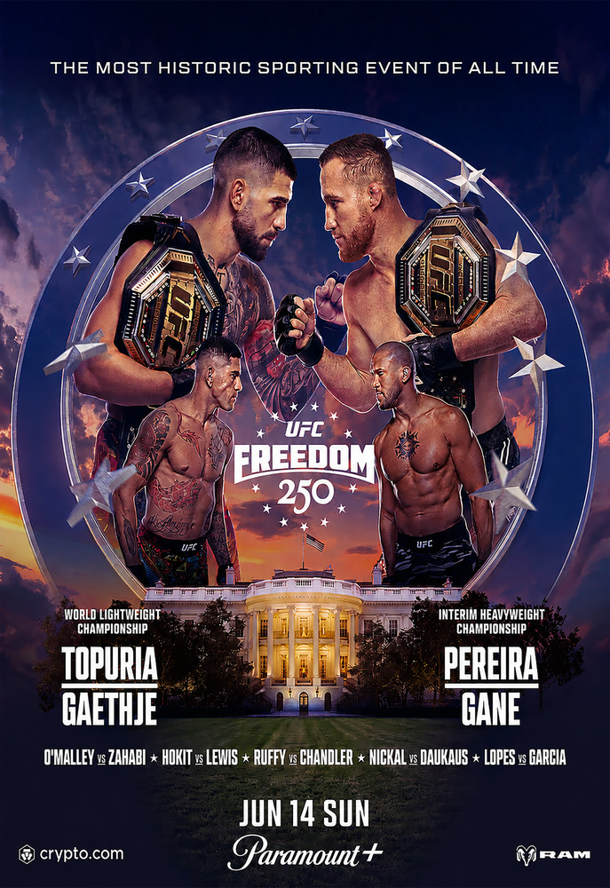 UFC Freedom 250 Ilia Topuria Vs Justin Gaethje Poster Multiple Size June 14 26 A