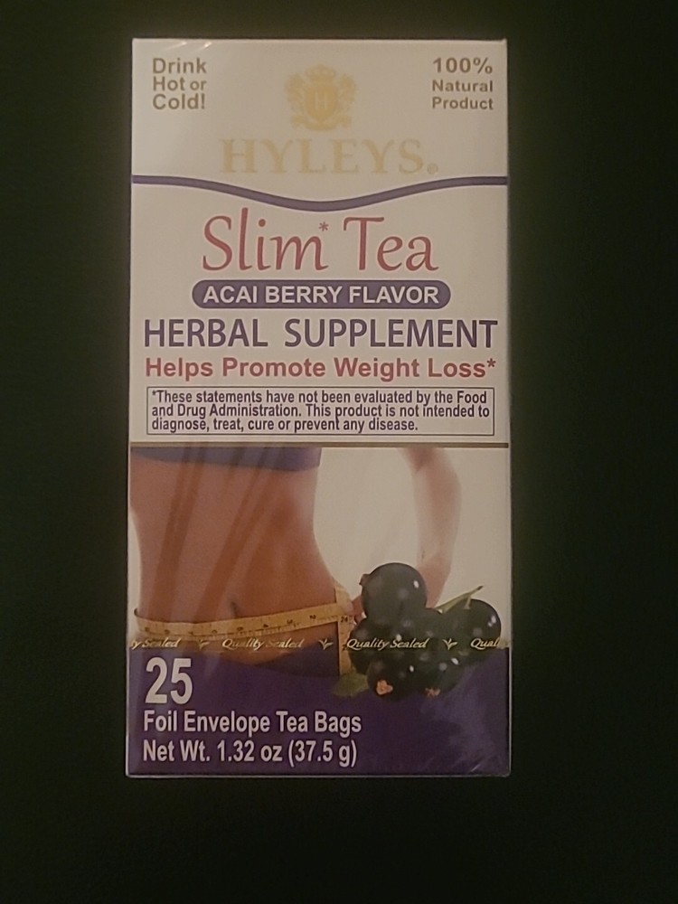 Hyleys Slim Tea ACAI BERRY FLAVOR Herbal Supplement 25 Tea Bags-image