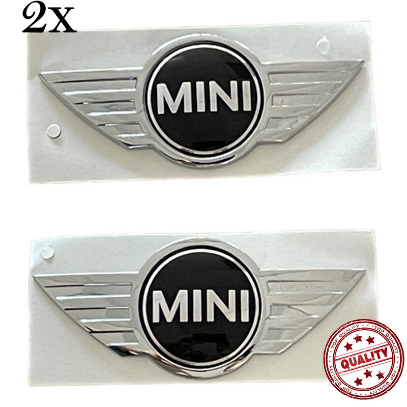 SET Mini Badge Logo Front Bonnet Rear Boot Chrome Metal Sticker Hood Cooper