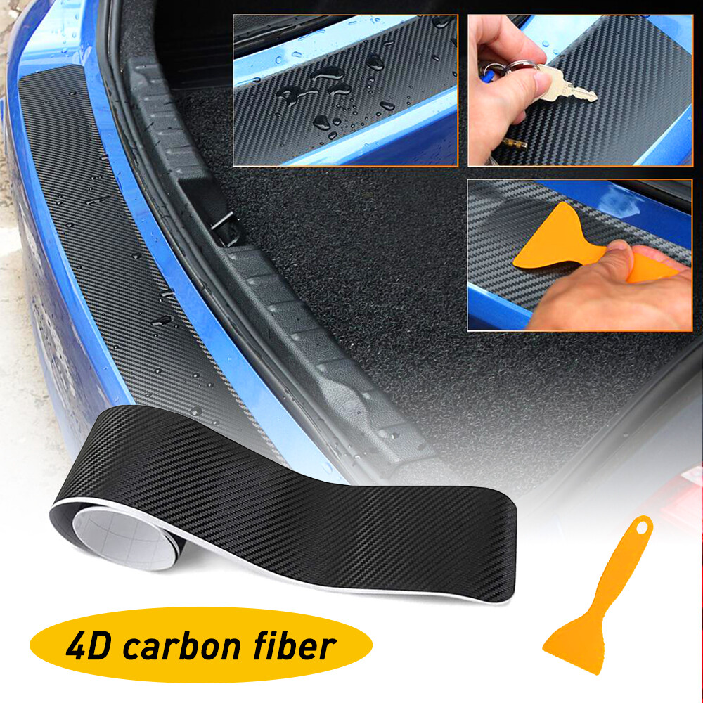 Rear Bumper 4D Pad Kits Guard Sill Plate Trunk Protector Trim Cover Carbon Fiber