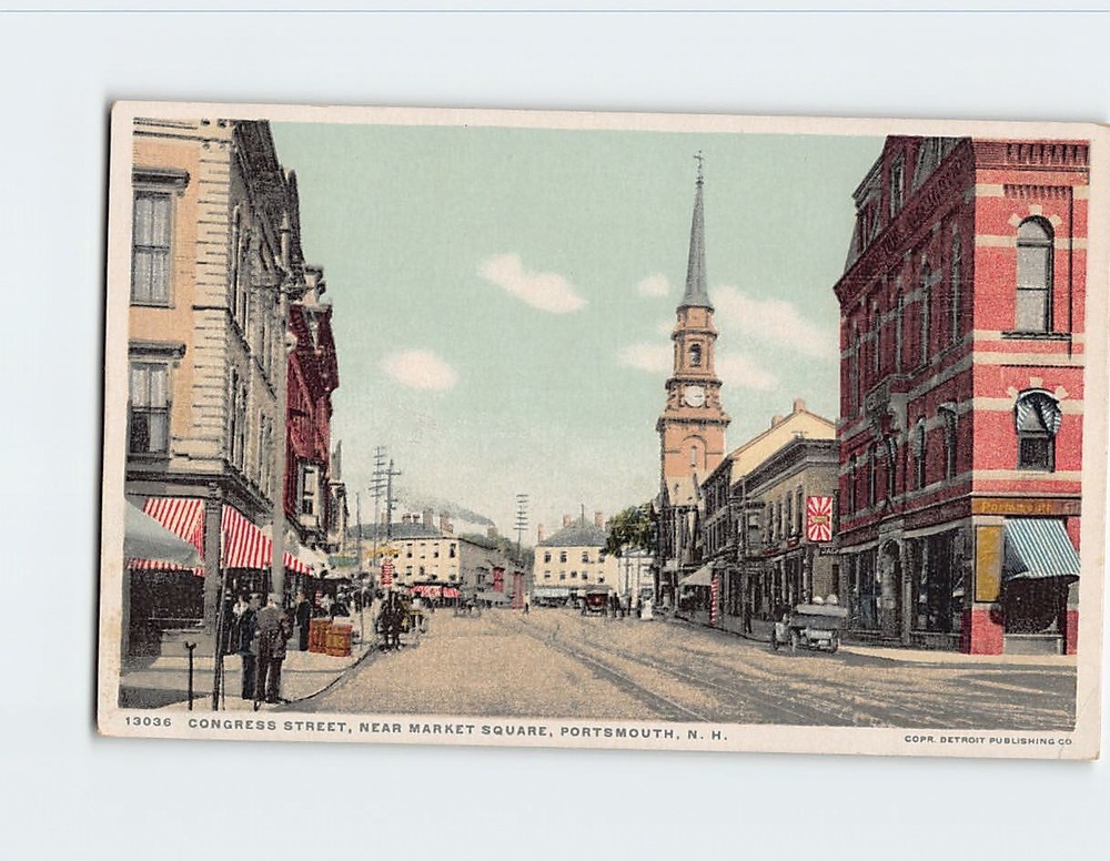Postcard Congress Street near Market Square Portsmouth New Hampshire USA