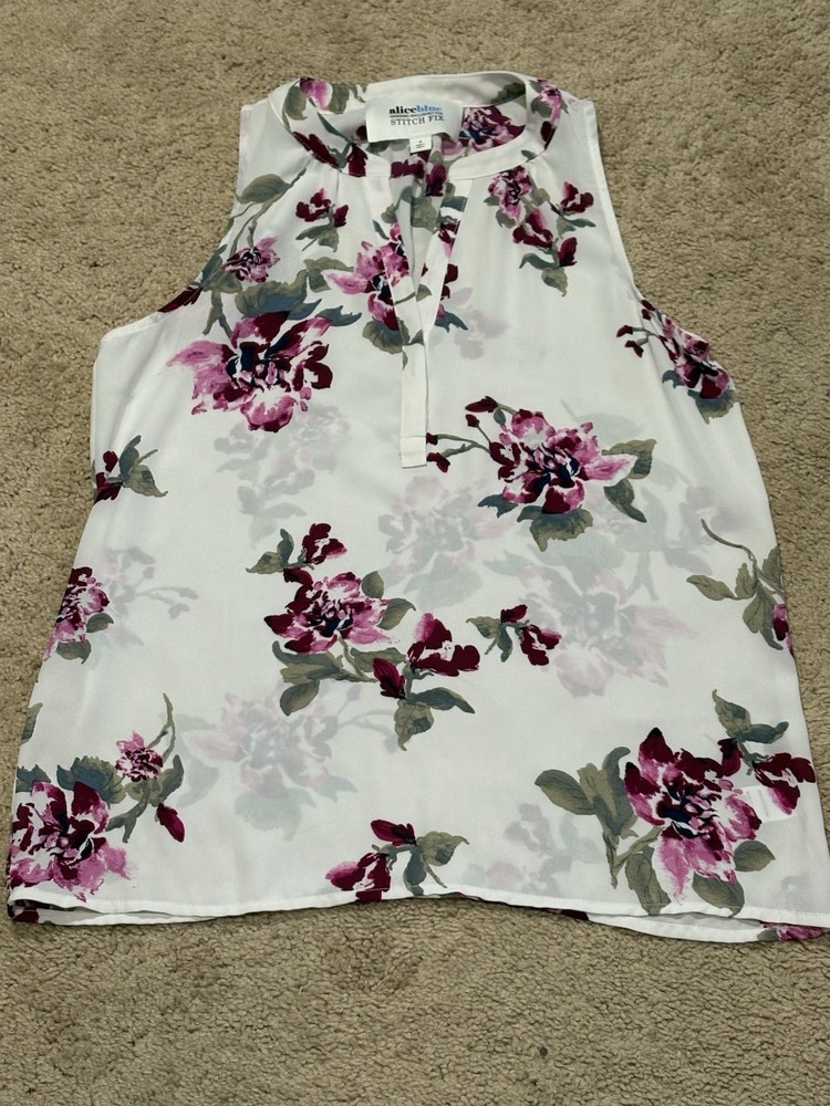 Alice Blue Womens Shirt Size Small Multicolor Floral Print Classic Dressy Flowy