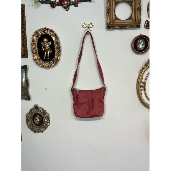 Vintage Coach Red Leather Crossbody & Y2K Mixed Exotic Leather Bag Set