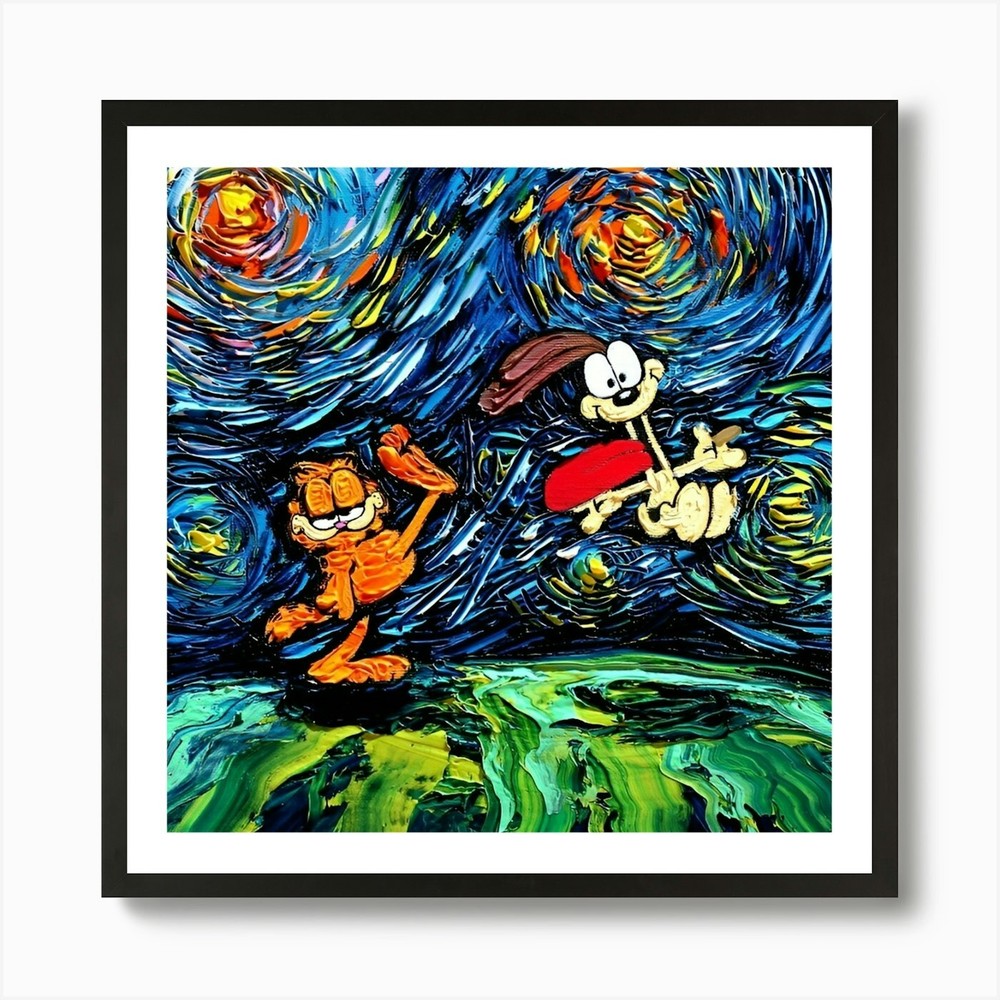 Garfield Pop Culture Painting Van G Framed Wall Art Poster Canvas Print Picture