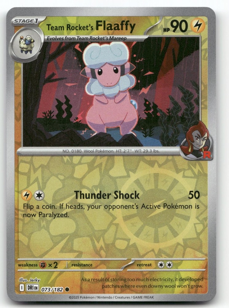 Team Rocket's Flaaffy 073/182 Common Reverse Holo Destined Rivals Pokemon Nm/M