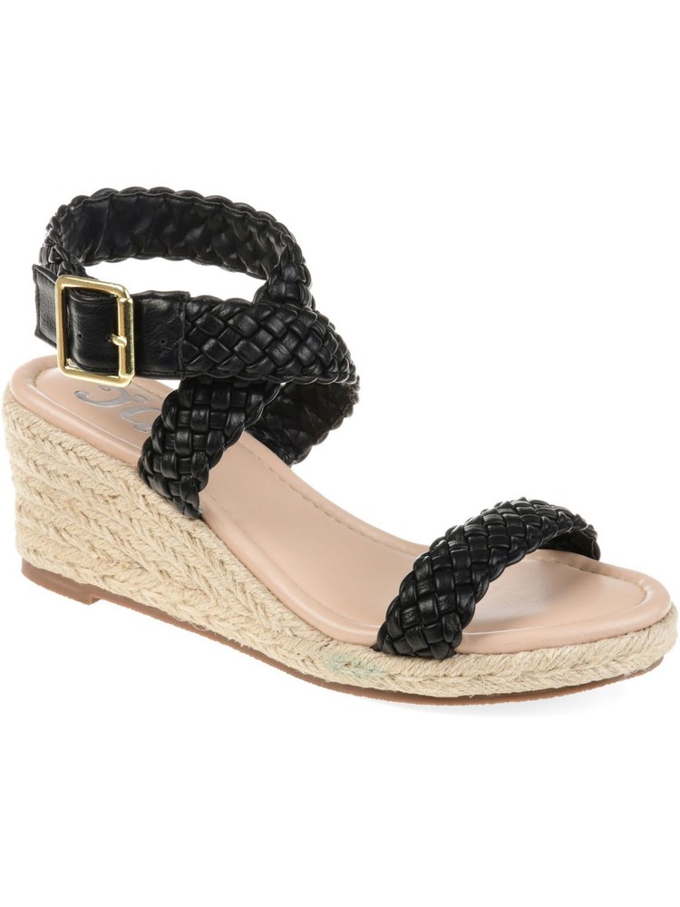 Journee Signature Womens Blue Black Evolet Wedge Espadrilles Size 10 M