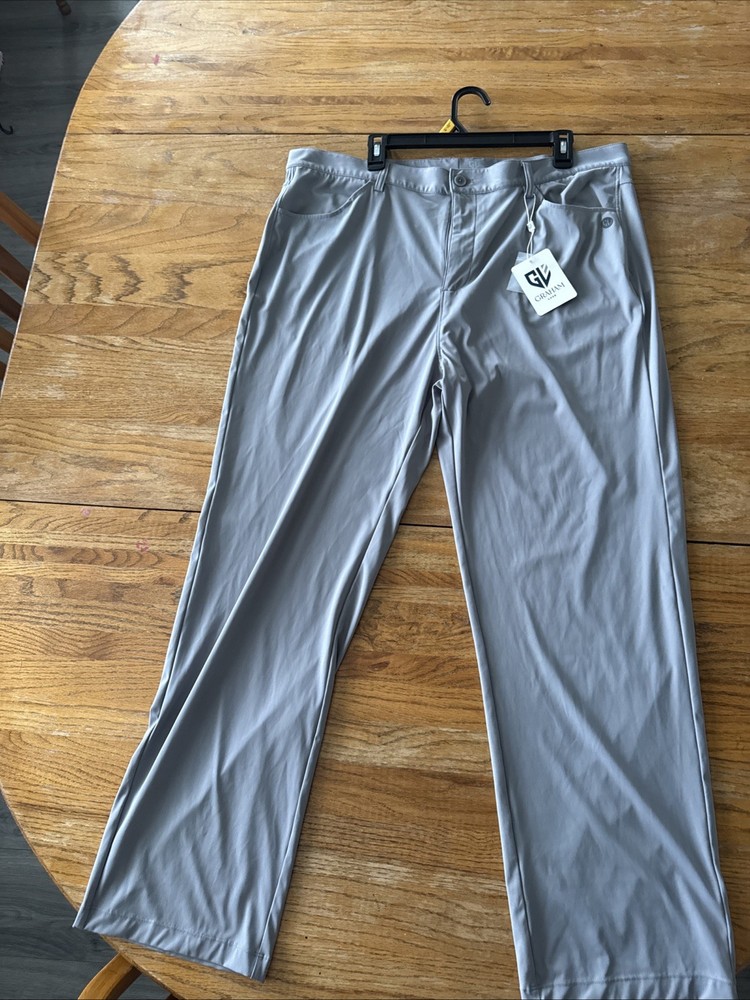 Graham Luxe All Time Golf Pants Mens 40x30 Silver Grey Stretch Moisture Wick NWT