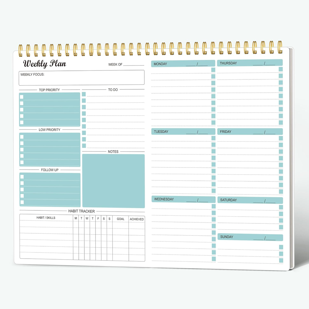 Undated Weekly Planner Notepad 52-Week To Do List Organizer 8.5x11