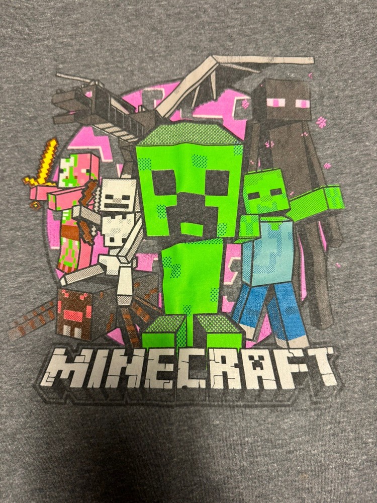 Abercrombie Kids Minecraft Gray T-Shirt Short Sleeve Boys 15 / 16