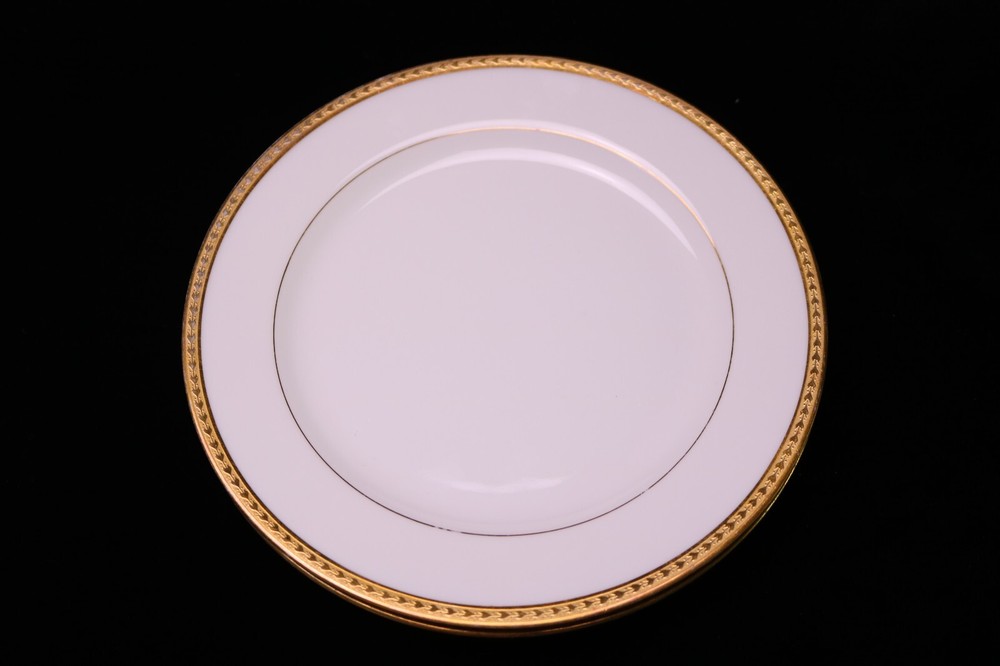 Limoges Elite Works Bawo & Dotter 2 Salad Plates Encrusted Gold Laurel Leaf