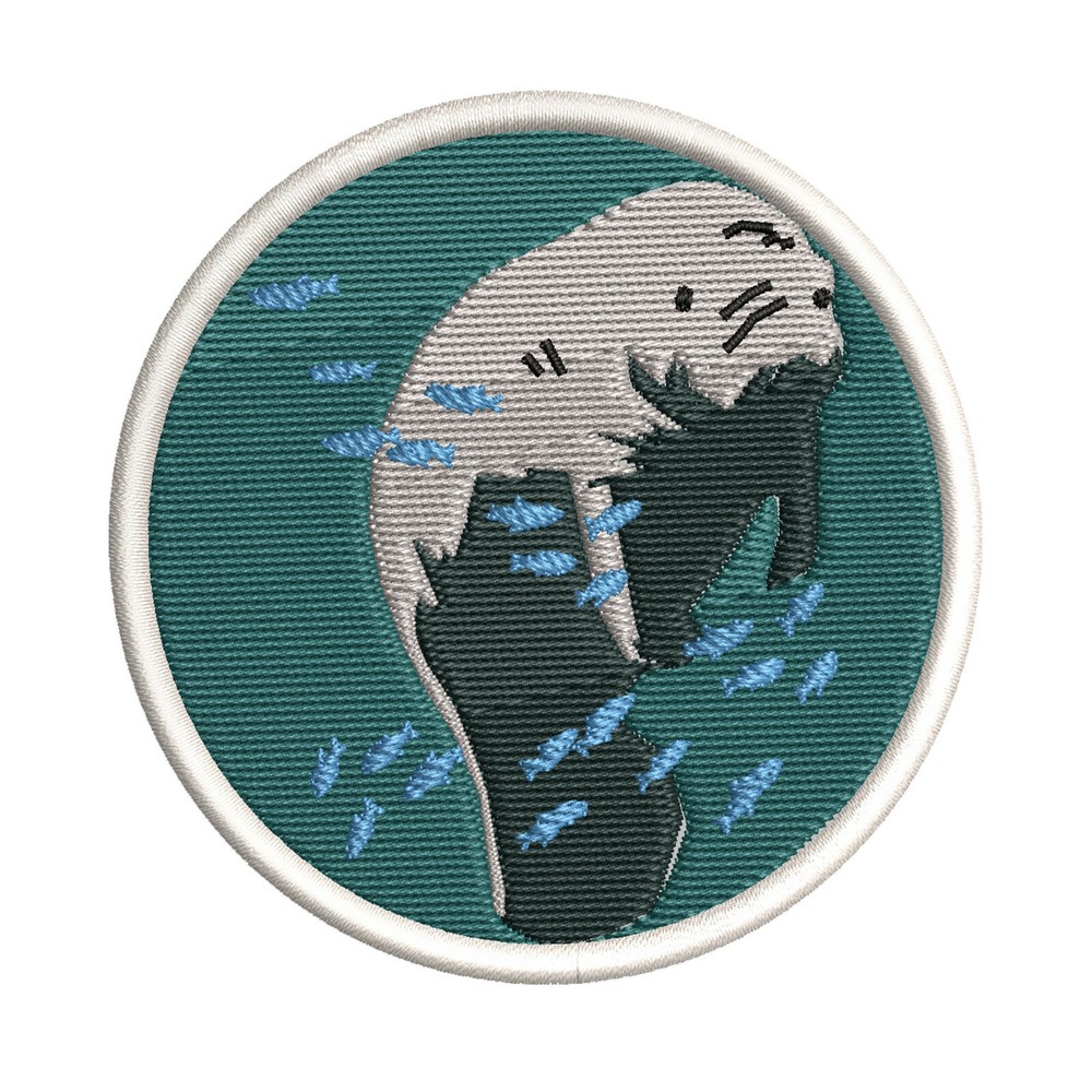 Manatee Patch Embroidered Iron-On Applique Nature Travel Souvenir Ocean Sea Life