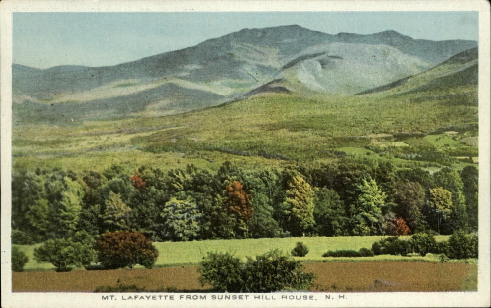 Mt Lafayette from Sunset Hill House New Hampshire ~ 1920s vintage postcard