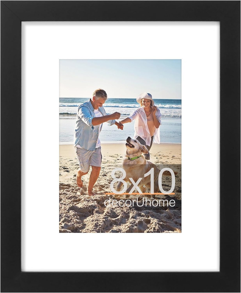 8x10 Black Picture Frame with Mat for 5x7 or 8x10 Photos
