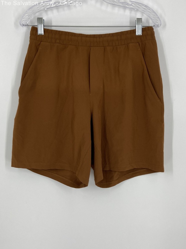 Lululemon Mens Brown Pockets Pull On Activewear Athletic Shorts Size Medium