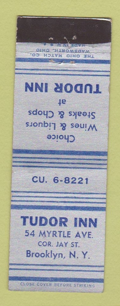 Matchbook Cover - Tudor Inn Brooklyn NY