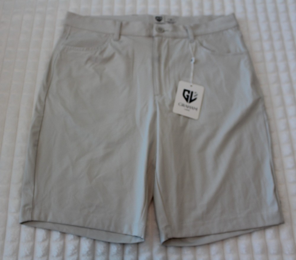 Graham Luxe Wren Shorts Men 34 NWT Silver Grey Golf Stretch