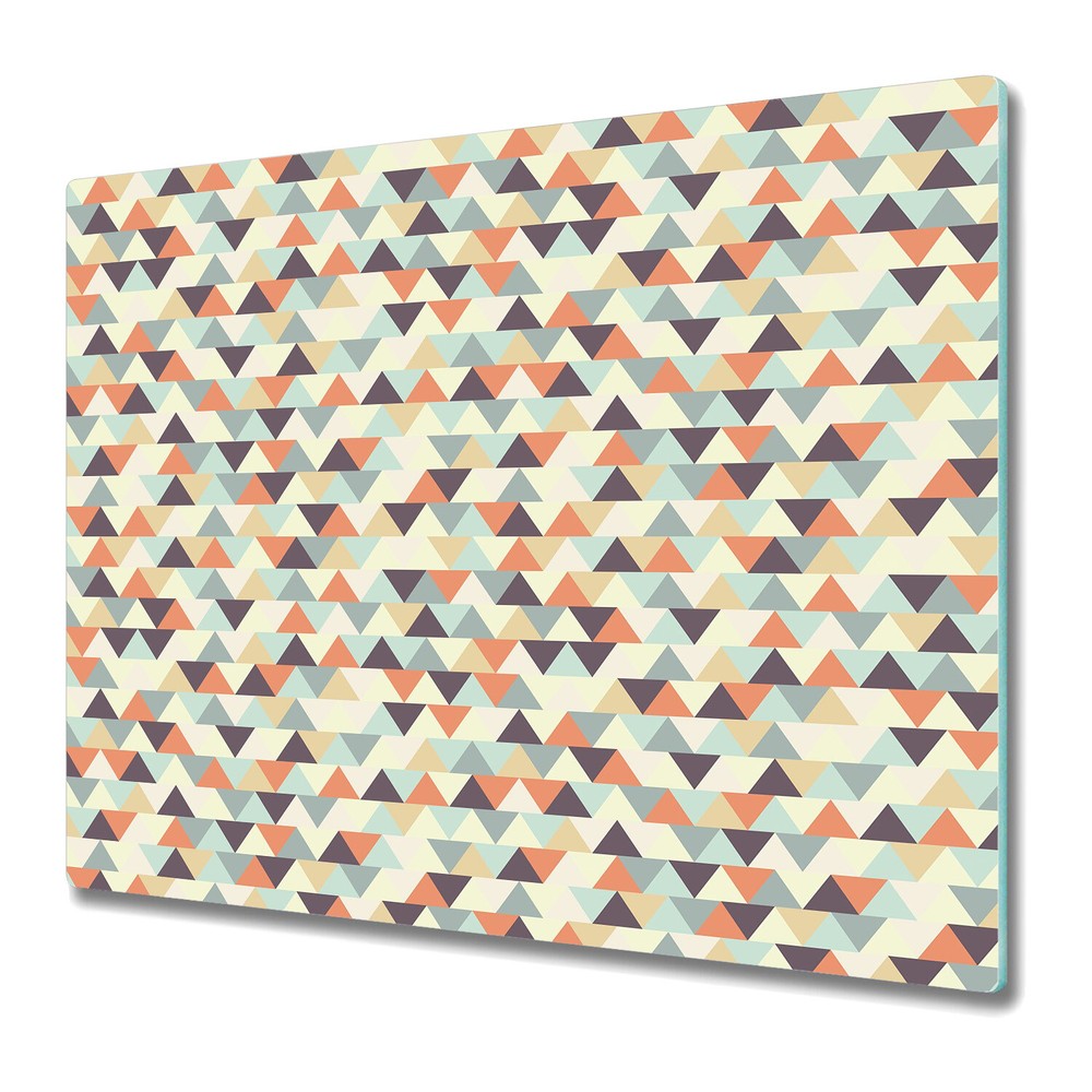 Glass Worktop Saver Kitchen Muster geometric brown orange and grey 60x52