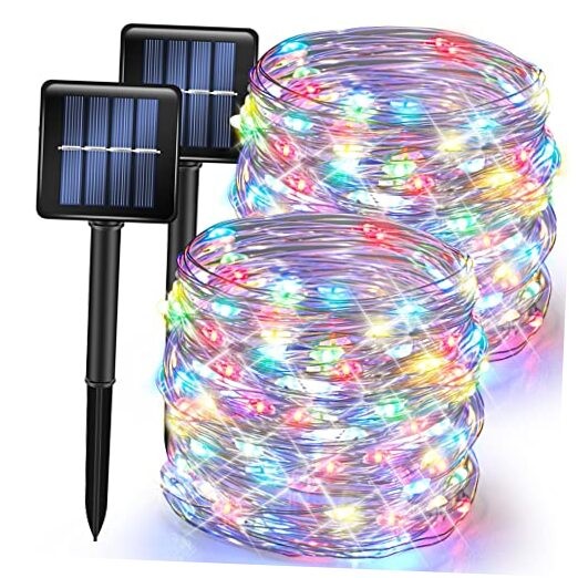 80FT 240 LED Solar String Lights Outdoor 2 Pack Multicolor Weatherproof