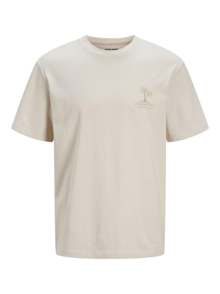 Jack & Jones JJSUMMER VIBES 100% Cotton Crew Neck T-Shirt in Moonbeam