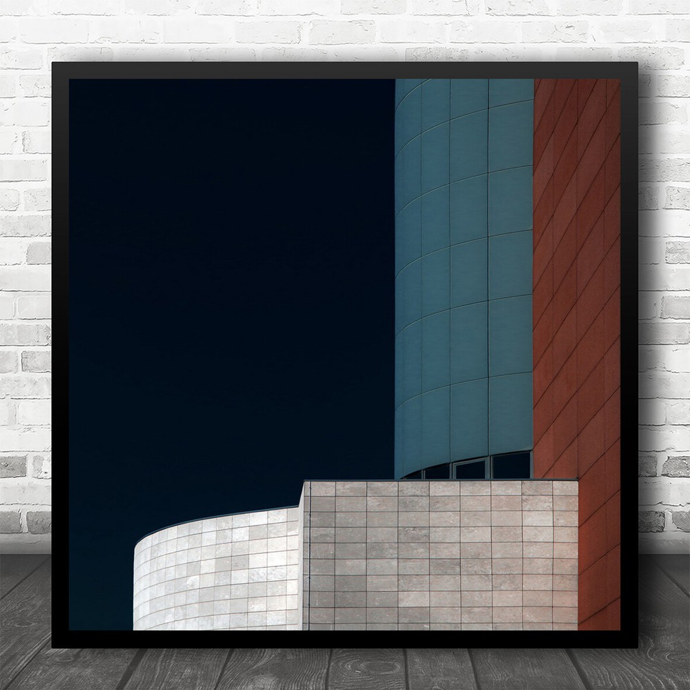 Blue Tower Colourful Buildings Bricks Square Wall Art Print