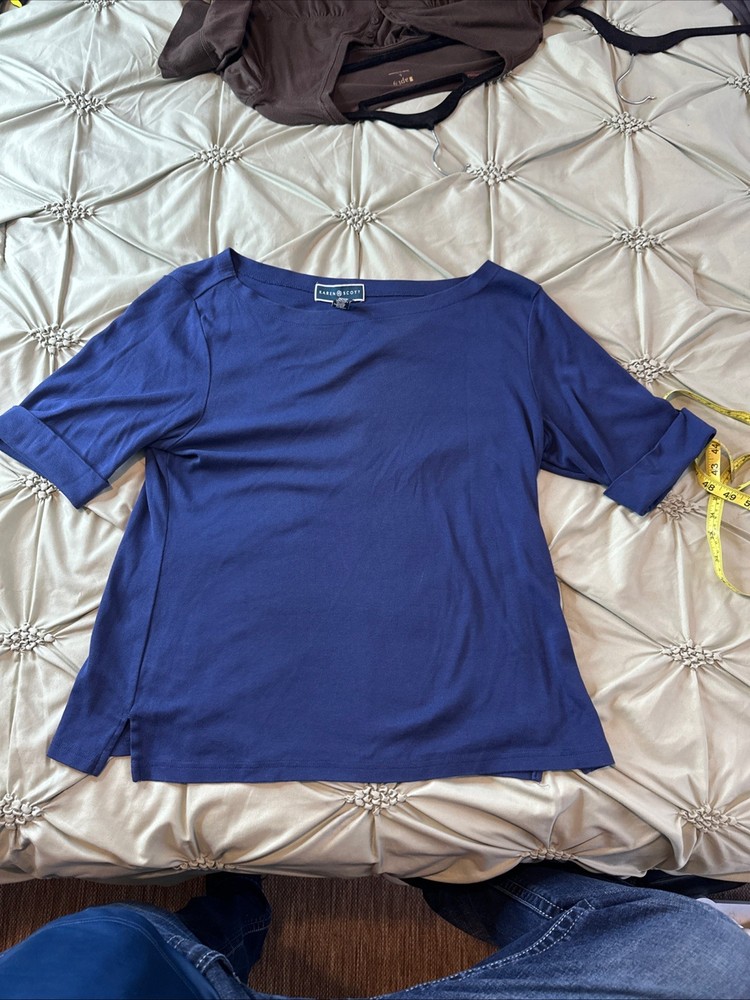 Karen Scott Purple Short Sleeve Top Large 100%cotton #150