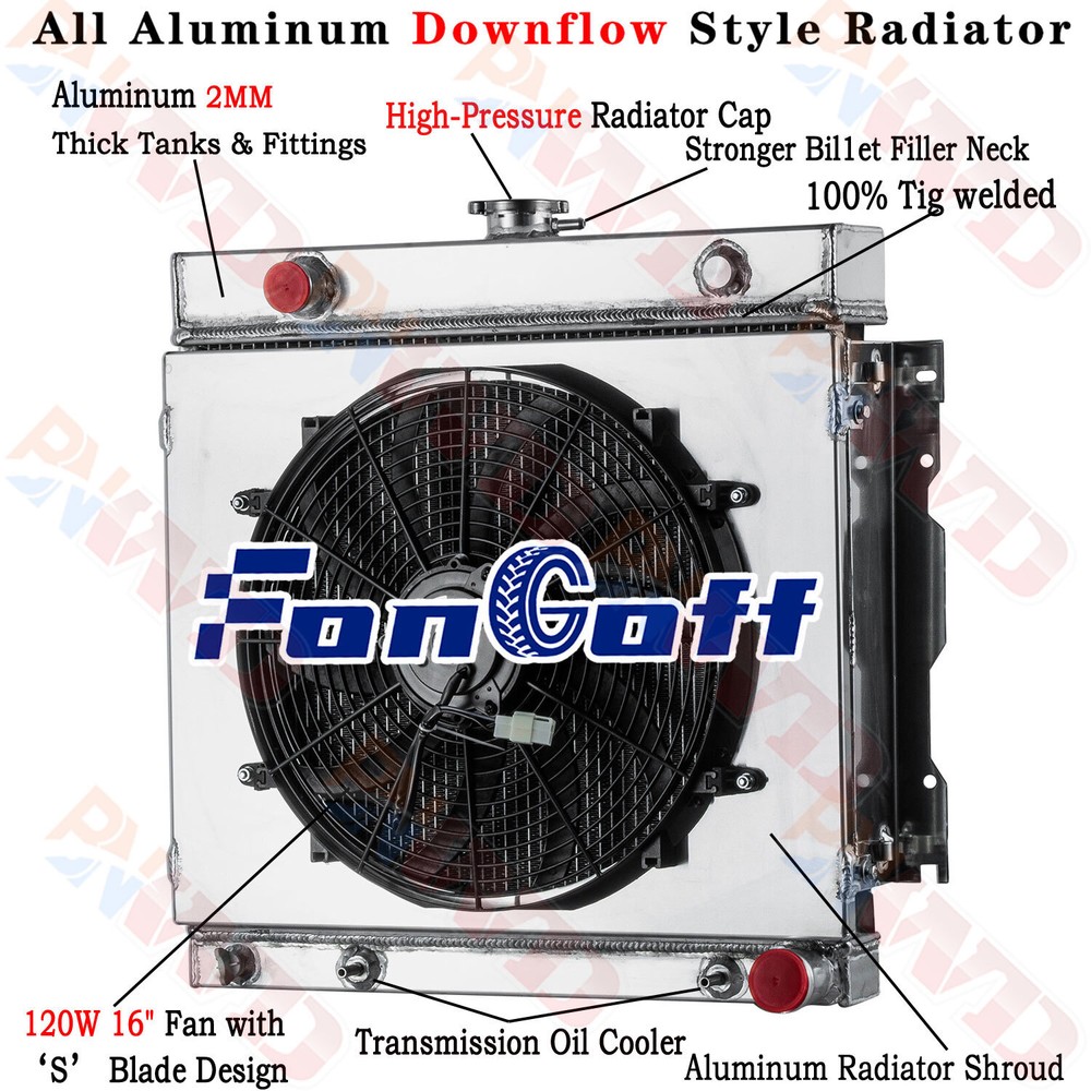 2 Row Radiator Shroud Fan For 70-79 Dodge D100 D200 W100 W200 PICKUP 5.2L 5.9L