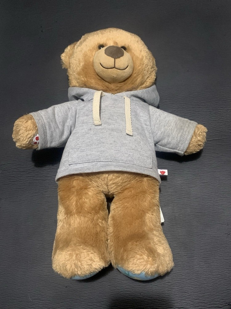 Build a Bear Brown Las Vegas Bear Stuffed Animal Plush With Gray Hoodie ~18