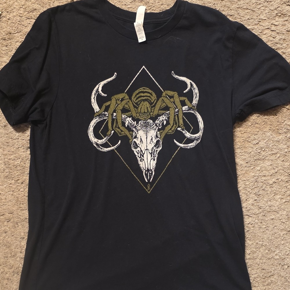 Bella+Canvas Black Skull Graphic Print Crew Neck Short Sleeve T-Shirt Size M
