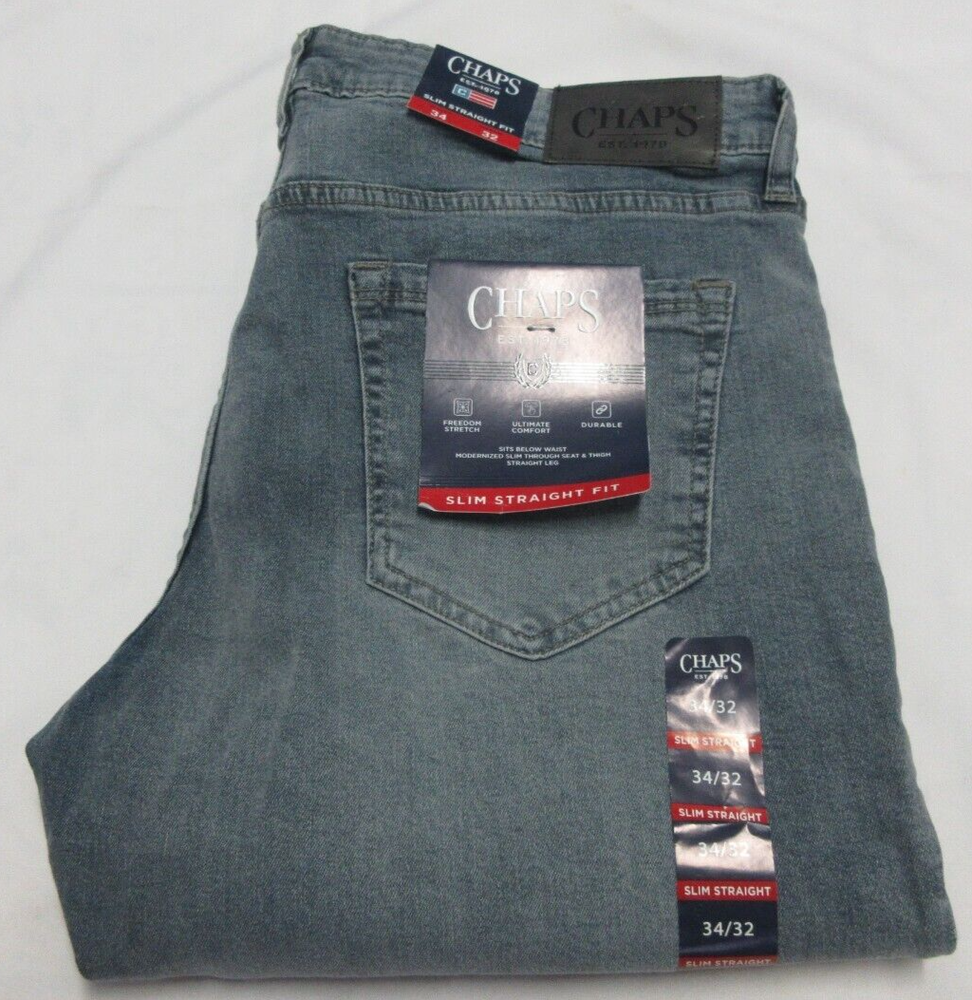 Chaps Men’s Slim Straight Jeans Denim Classic 34x32 Fit Est 1978