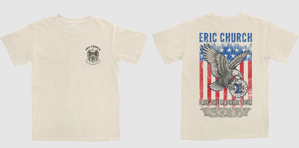 Eric Church Free The Machine Tour 2025 2026 Eagle T-Shirt