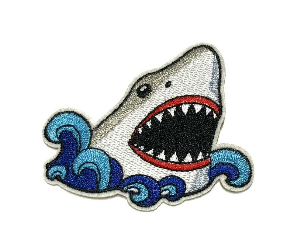 Great White Shark Animal Sea Life Patch Embroidered Iron-On Applique Souvenir