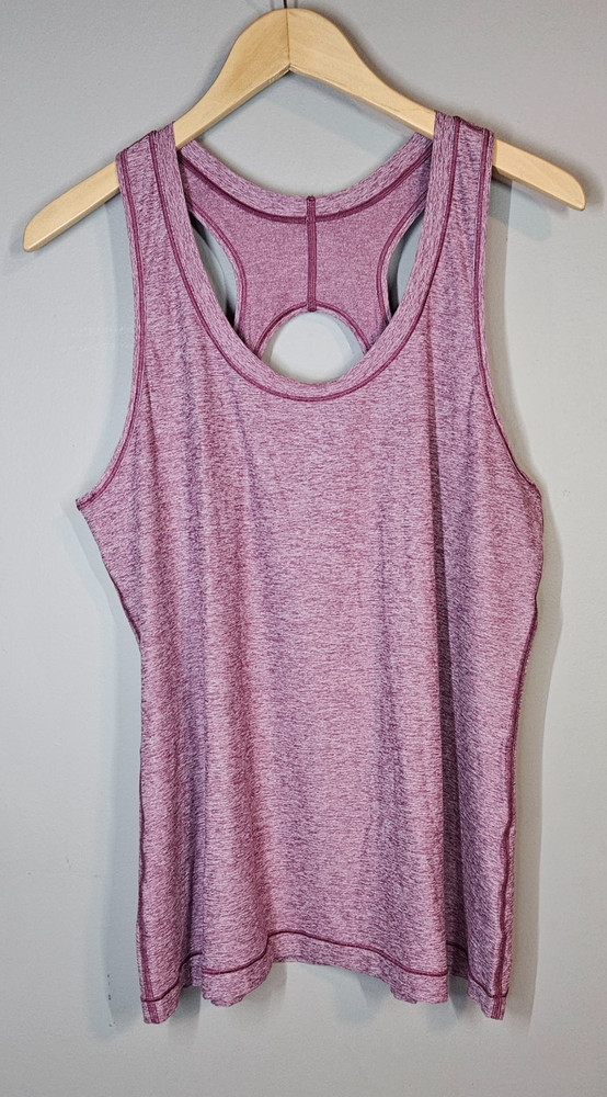 Athleta XL Heather Berry Racerback Tank Open Back Cutout Polyester Spandex Top
