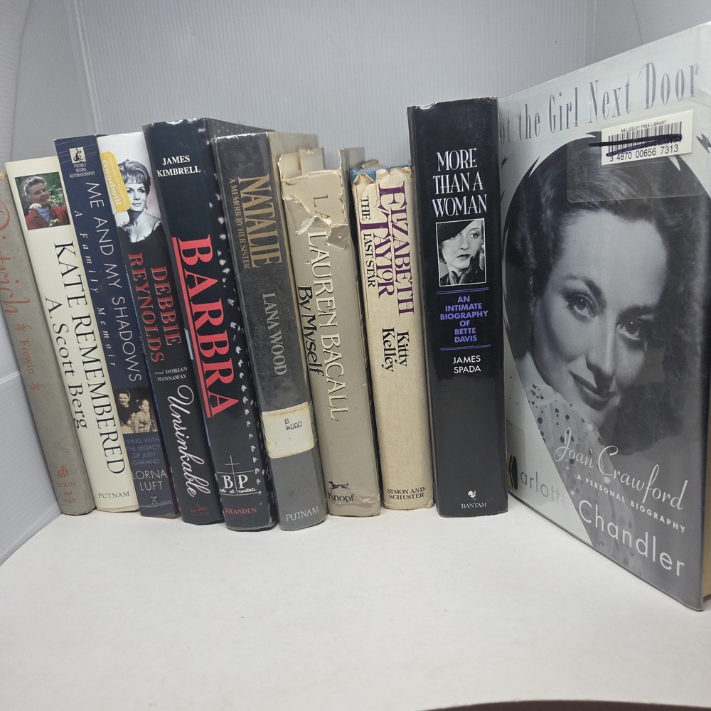 Movie Star Biographies Old Book Lot Female Bette Davis Joan Crawford Hepburn HC