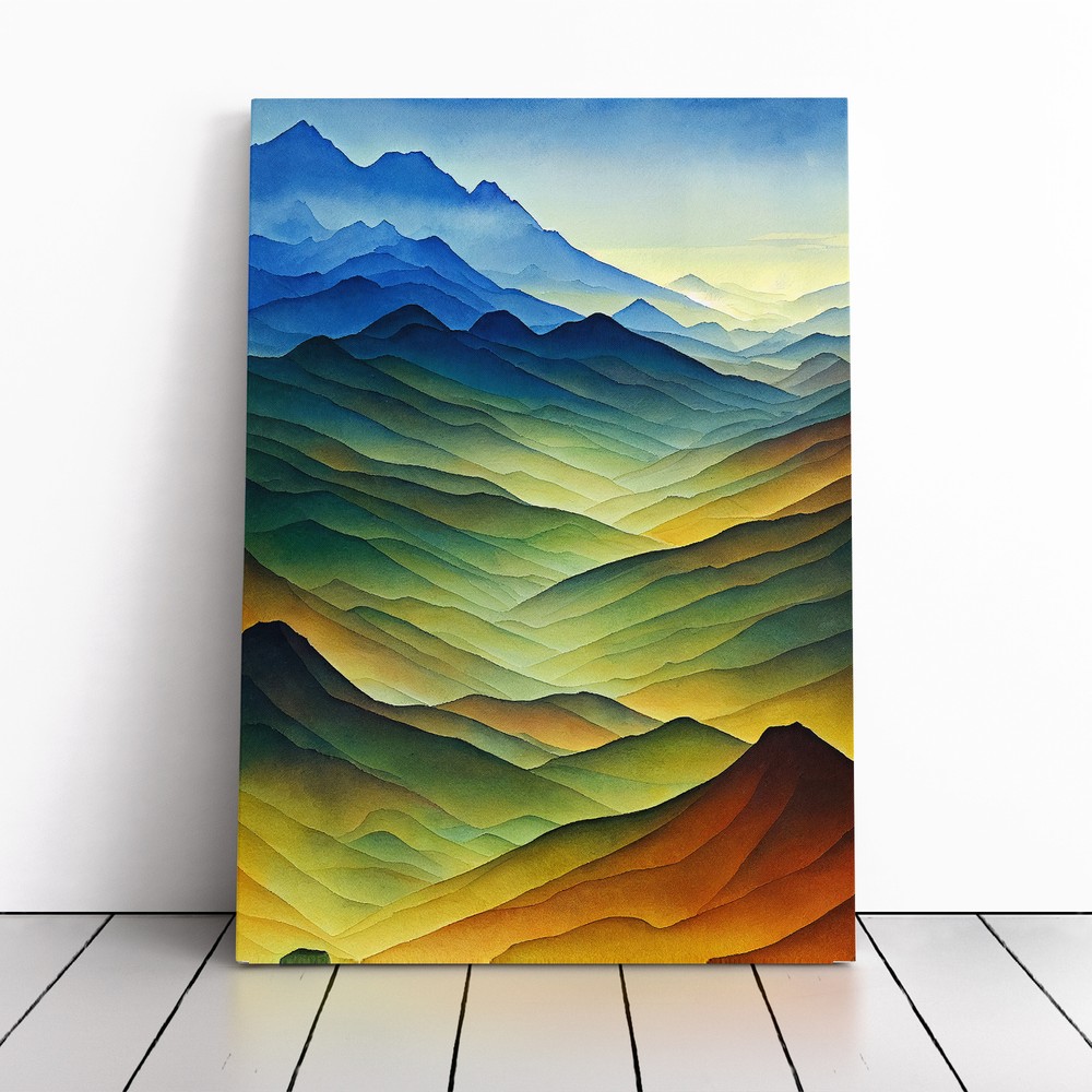 Mountain Landscape No.2 Canvas Wall Art Print Framed Picture Decor Dining Room